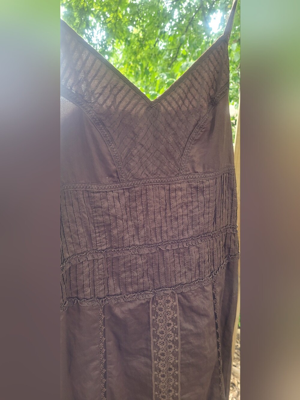 Old Navy Size 10 Chocolate Brown Midi Dress with Lace Trim